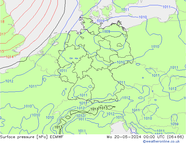 Surface pressure ECMWF Mo 20.05.2024 00 UTC