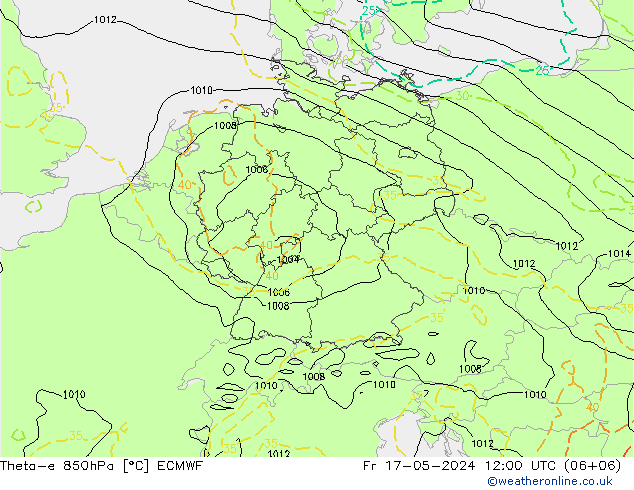 Theta-e 850hPa ECMWF 星期五 17.05.2024 12 UTC