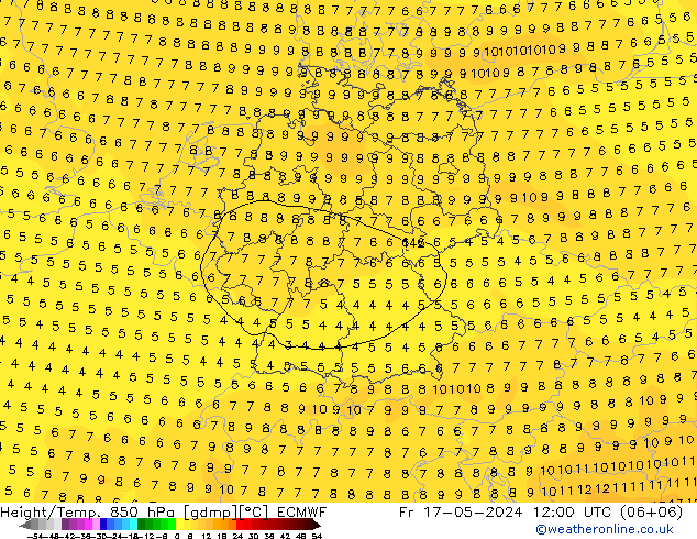 Z500/Yağmur (+YB)/Z850 ECMWF Cu 17.05.2024 12 UTC