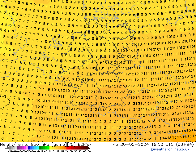 Z500/Rain (+SLP)/Z850 ECMWF lun 20.05.2024 18 UTC