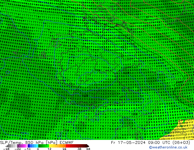 SLP/Temp. 850 hPa ECMWF 星期五 17.05.2024 09 UTC