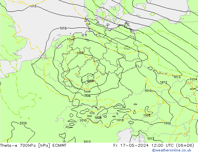 Theta-e 700hPa ECMWF 星期五 17.05.2024 12 UTC