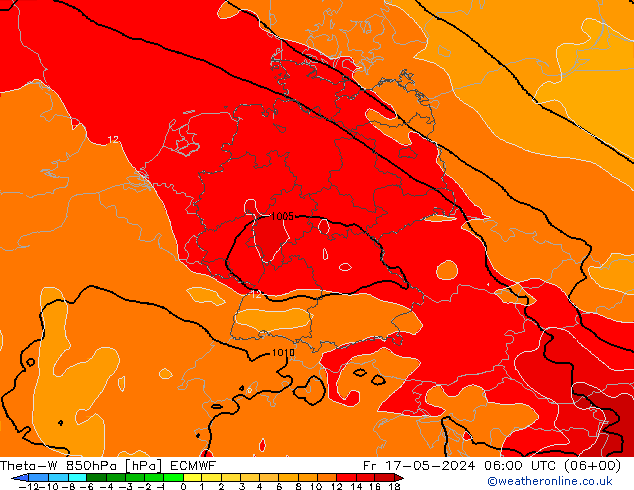 Theta-W 850hPa ECMWF 星期五 17.05.2024 06 UTC