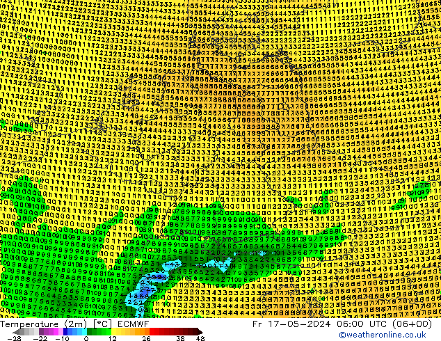 Temperatura (2m) ECMWF Sex 17.05.2024 06 UTC