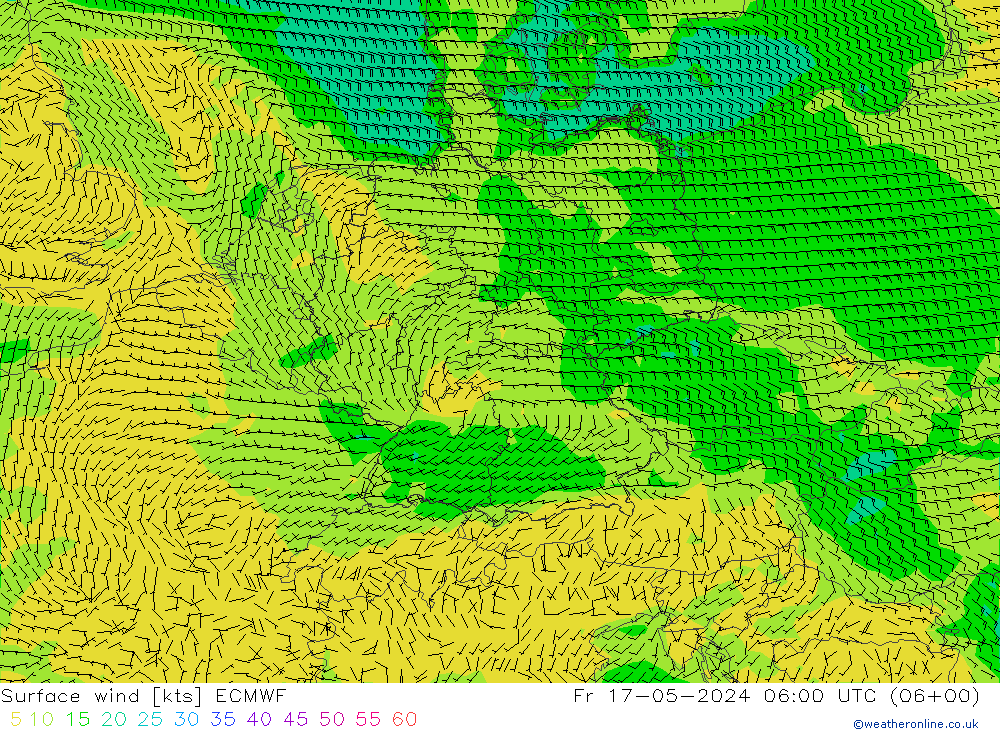 风 10 米 ECMWF 星期五 17.05.2024 06 UTC