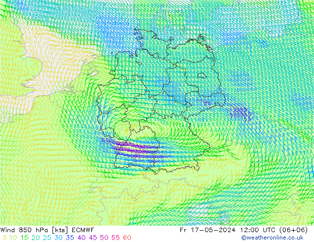 风 850 hPa ECMWF 星期五 17.05.2024 12 UTC