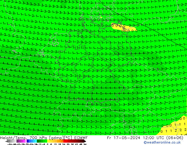 Height/Temp. 700 hPa ECMWF 星期五 17.05.2024 12 UTC