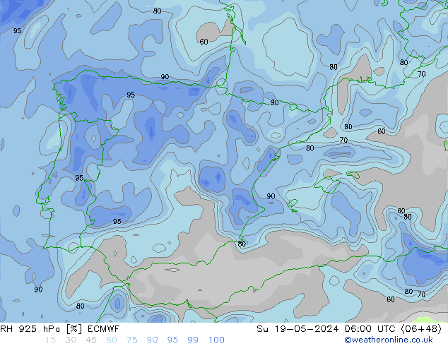 RH 925 hPa ECMWF  19.05.2024 06 UTC