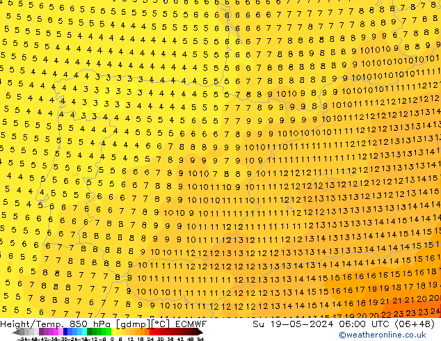 Z500/Rain (+SLP)/Z850 ECMWF Dom 19.05.2024 06 UTC