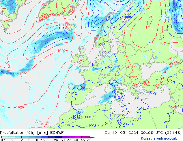 Z500/Rain (+SLP)/Z850 ECMWF So 19.05.2024 06 UTC