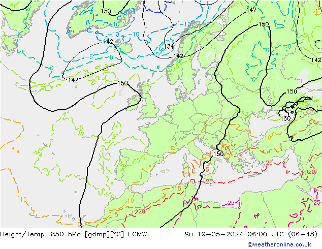 Height/Temp. 850 hPa ECMWF Su 19.05.2024 06 UTC