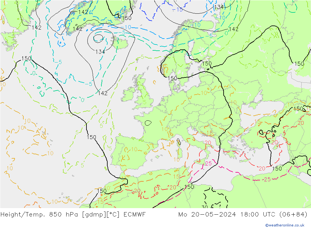 Z500/Rain (+SLP)/Z850 ECMWF Mo 20.05.2024 18 UTC