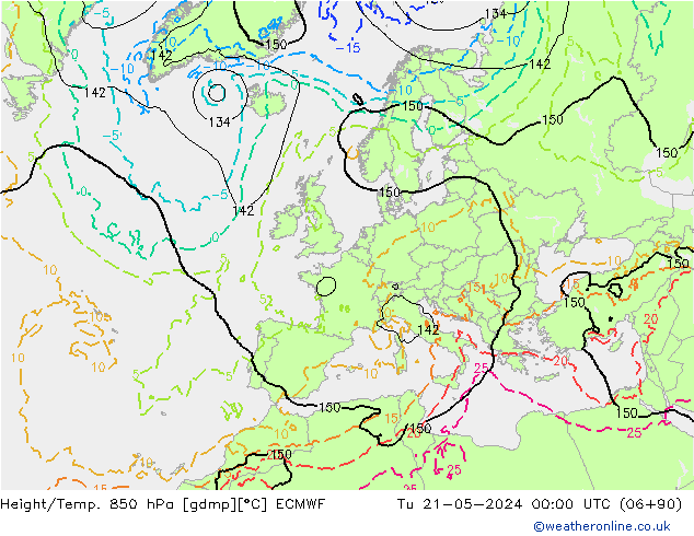 Height/Temp. 850 hPa ECMWF Di 21.05.2024 00 UTC