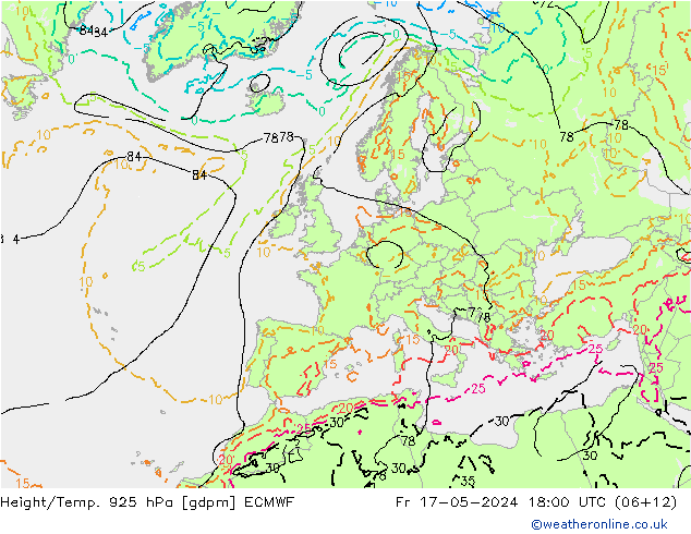 Height/Temp. 925 hPa ECMWF  17.05.2024 18 UTC