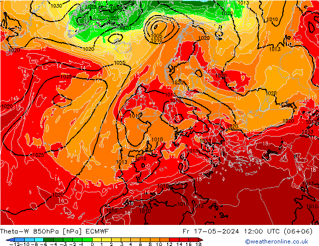 Theta-W 850hPa ECMWF vr 17.05.2024 12 UTC