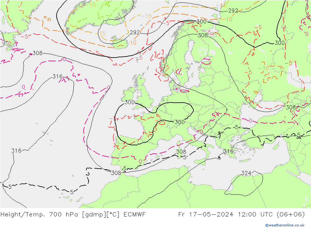 Yükseklik/Sıc. 700 hPa ECMWF Cu 17.05.2024 12 UTC