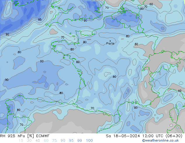 RH 925 hPa ECMWF Sa 18.05.2024 12 UTC