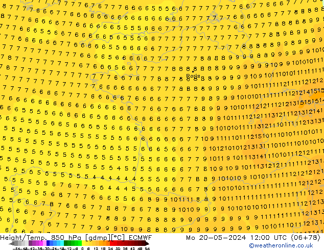 Z500/Rain (+SLP)/Z850 ECMWF lun 20.05.2024 12 UTC