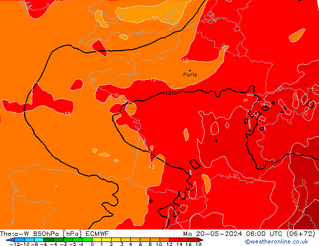 Theta-W 850hPa ECMWF ma 20.05.2024 06 UTC