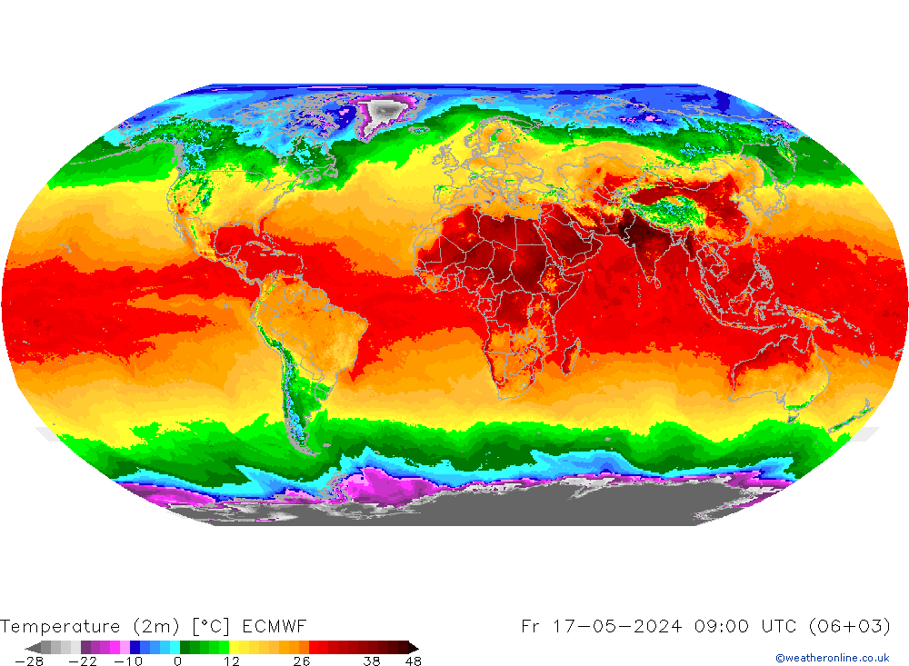 Temperature (2m) ECMWF Fr 17.05.2024 09 UTC