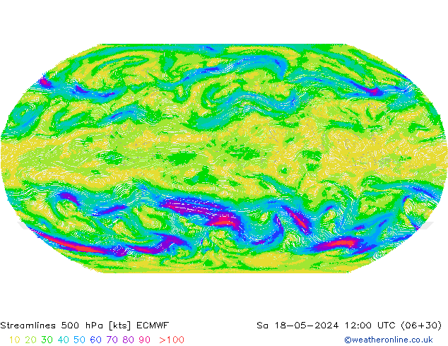 Streamlines 500 hPa ECMWF Sa 18.05.2024 12 UTC