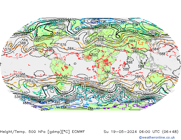 Geop./Temp. 500 hPa ECMWF dom 19.05.2024 06 UTC