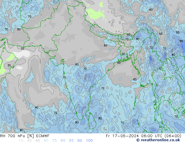 RH 700 hPa ECMWF Fr 17.05.2024 06 UTC