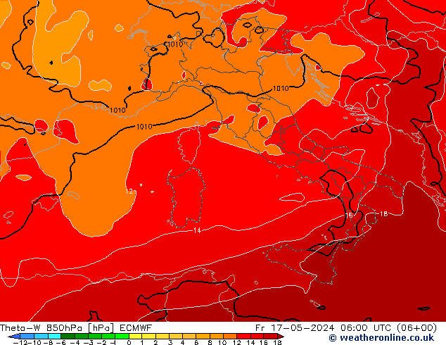 Theta-W 850hPa ECMWF ven 17.05.2024 06 UTC