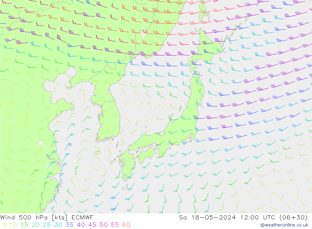 Wind 500 hPa ECMWF So 18.05.2024 12 UTC
