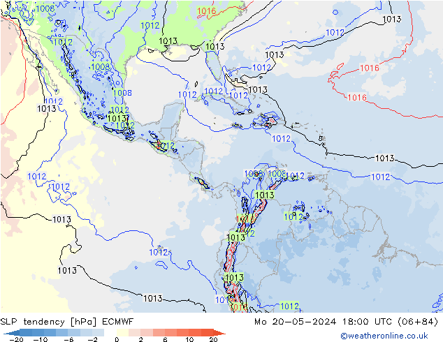 Tendance de pression  ECMWF lun 20.05.2024 18 UTC
