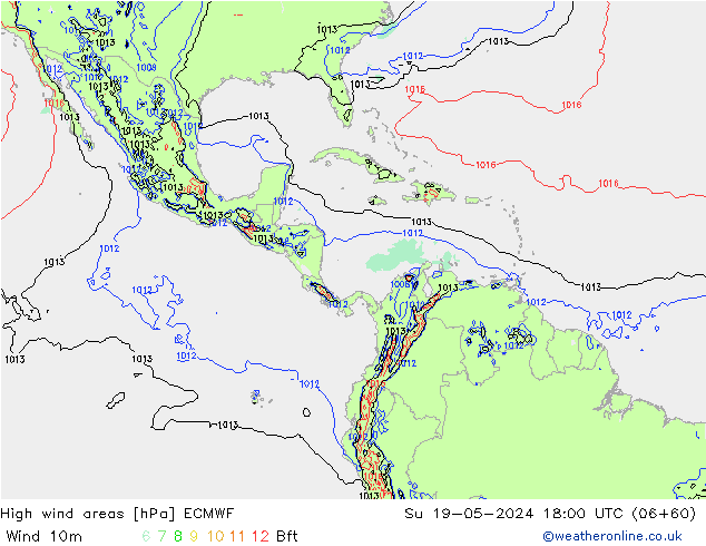 High wind areas ECMWF Su 19.05.2024 18 UTC
