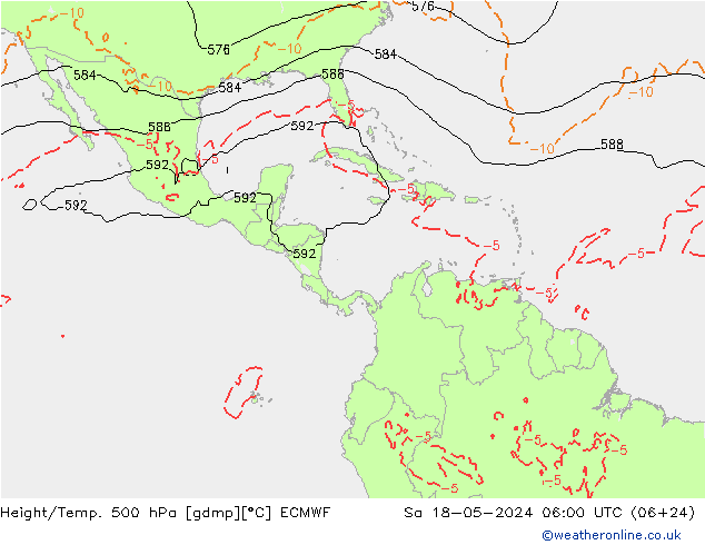 Z500/Rain (+SLP)/Z850 ECMWF sam 18.05.2024 06 UTC