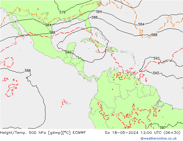 Z500/Rain (+SLP)/Z850 ECMWF  18.05.2024 12 UTC