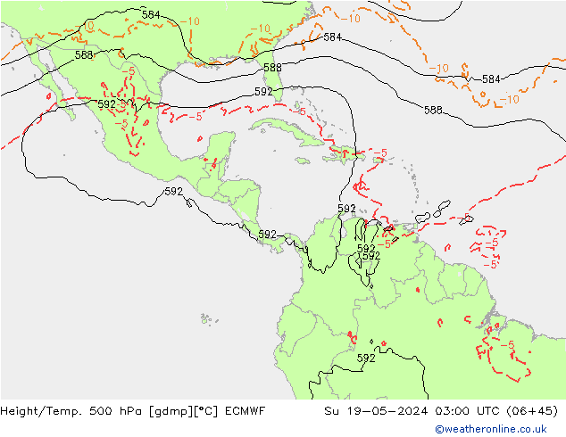 Hoogte/Temp. 500 hPa ECMWF zo 19.05.2024 03 UTC