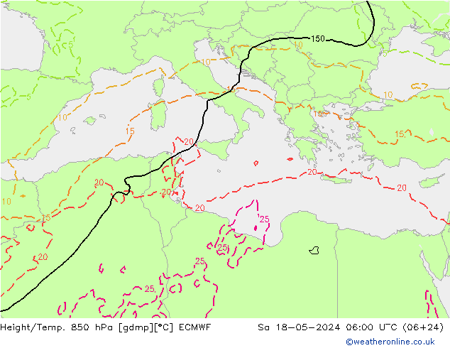 Z500/Rain (+SLP)/Z850 ECMWF sab 18.05.2024 06 UTC