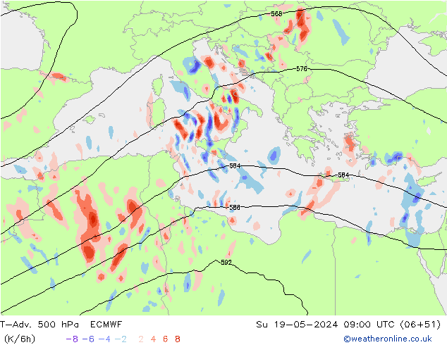 T-Adv. 500 hPa ECMWF zo 19.05.2024 09 UTC