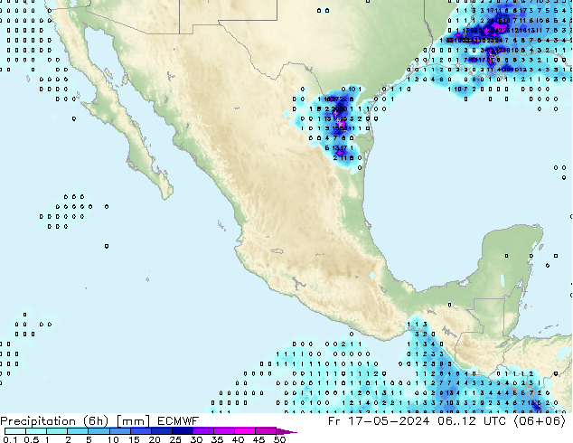 Precipitación (6h) ECMWF vie 17.05.2024 12 UTC