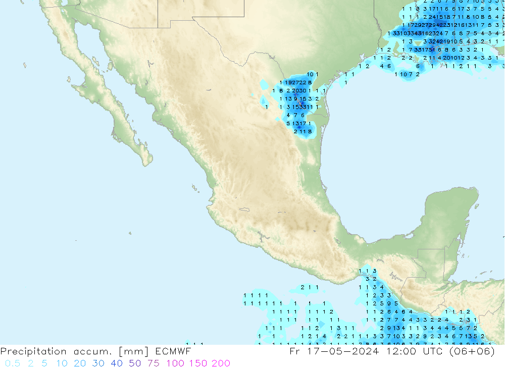 Precipitación acum. ECMWF vie 17.05.2024 12 UTC