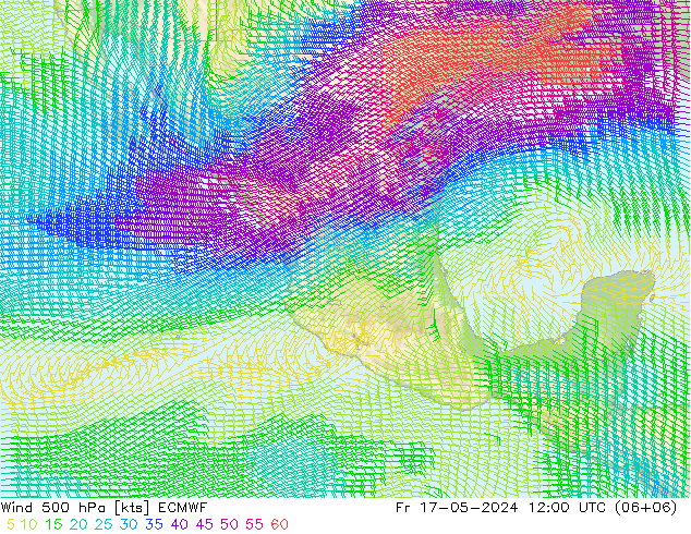 Viento 500 hPa ECMWF vie 17.05.2024 12 UTC