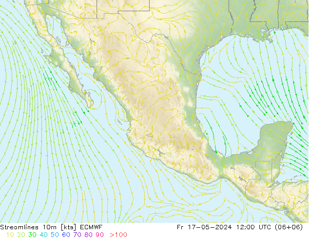 Línea de corriente 10m ECMWF vie 17.05.2024 12 UTC