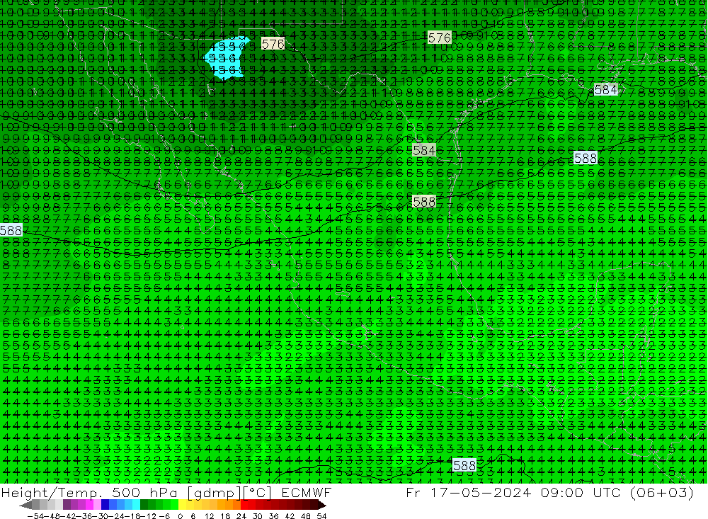 Geop./Temp. 500 hPa ECMWF vie 17.05.2024 09 UTC