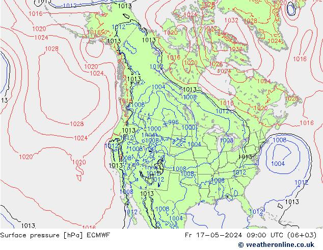 приземное давление ECMWF пт 17.05.2024 09 UTC