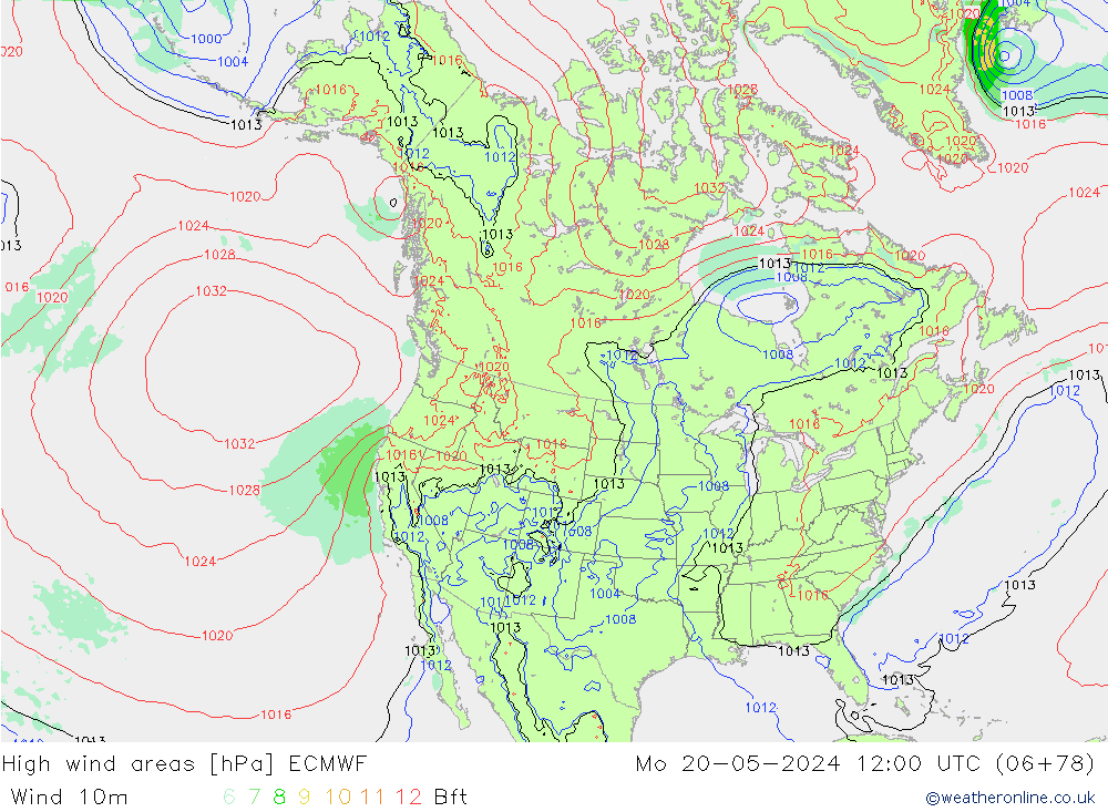 High wind areas ECMWF lun 20.05.2024 12 UTC