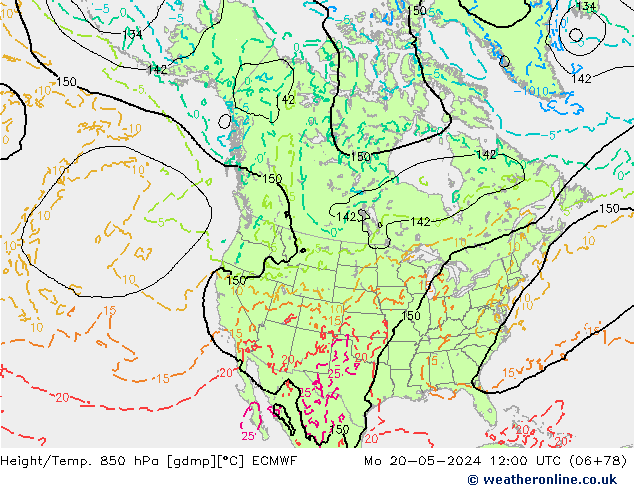 Z500/Rain (+SLP)/Z850 ECMWF Po 20.05.2024 12 UTC