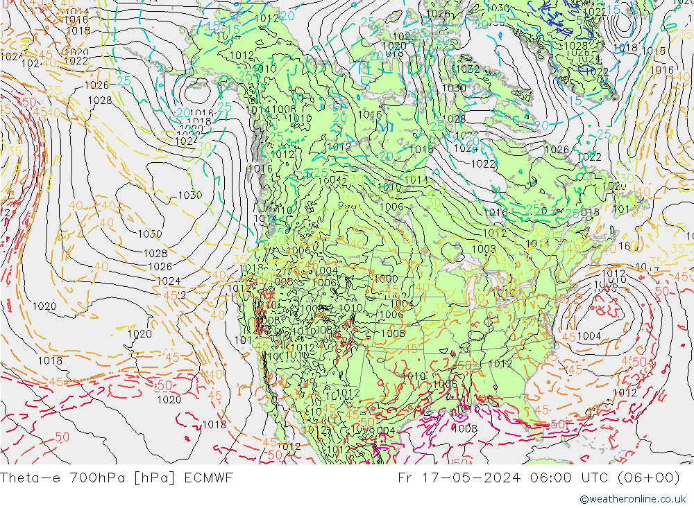 Theta-e 700hPa ECMWF Fr 17.05.2024 06 UTC