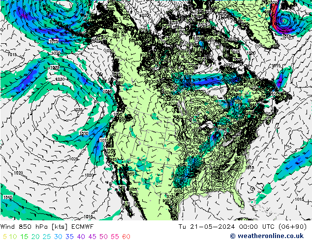 Vent 850 hPa ECMWF mar 21.05.2024 00 UTC