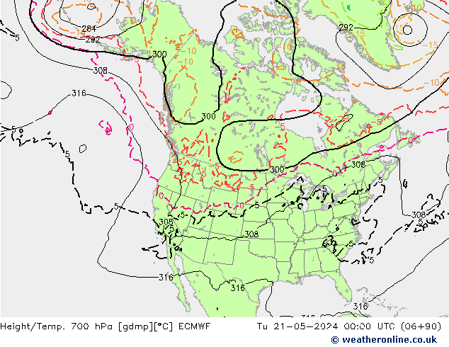 Height/Temp. 700 hPa ECMWF  21.05.2024 00 UTC