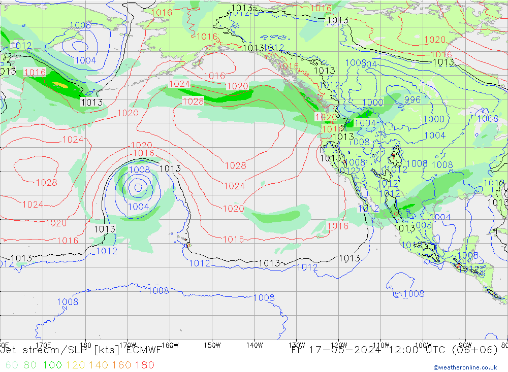 Jet stream/SLP ECMWF Fr 17.05.2024 12 UTC