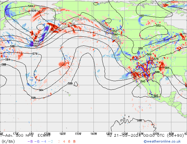 T-Adv. 500 гПа ECMWF вт 21.05.2024 00 UTC