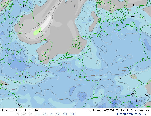 RH 850 hPa ECMWF Sa 18.05.2024 21 UTC